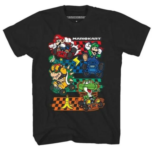 Mario Kart Four Track Boys Short Sleeve T-Shirt - Picture 3 of 3
